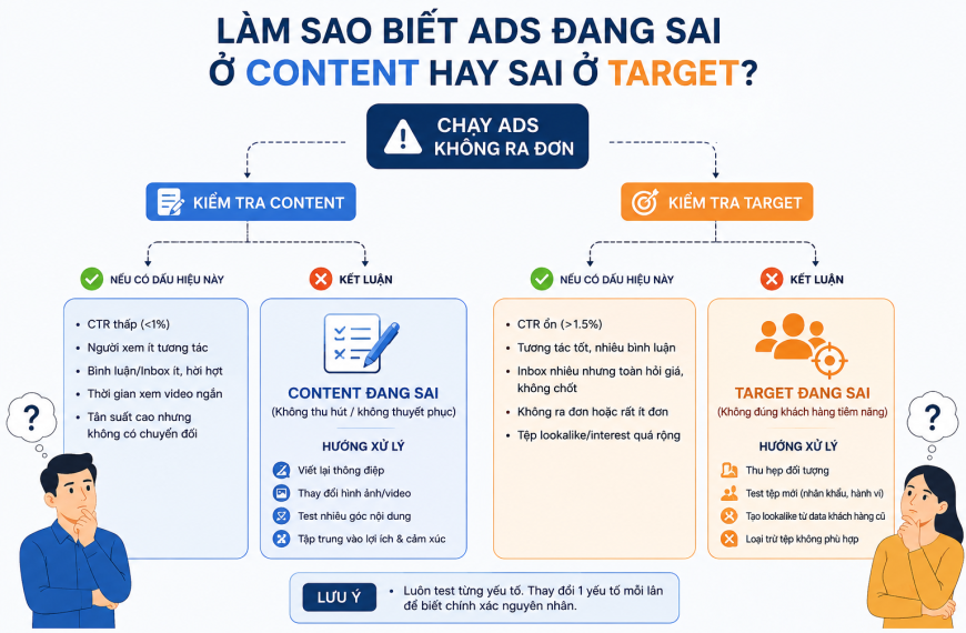 Làm sao để biết ads đang sai ở content hay sai ở target?